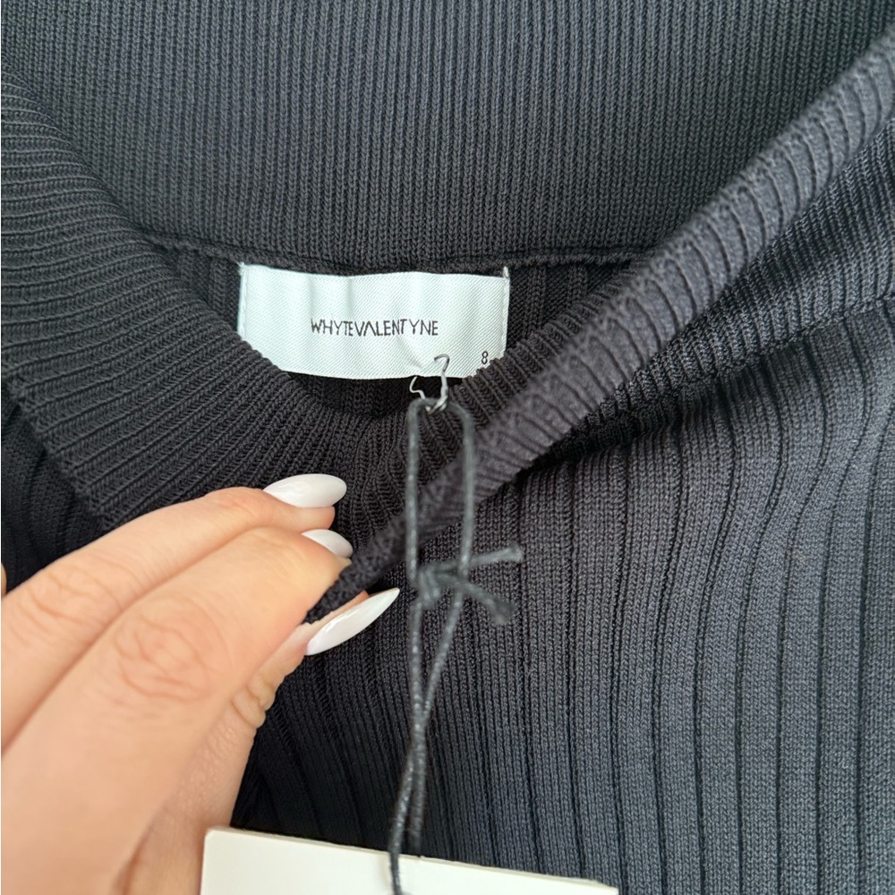 Black Ribbed Wide-Leg Pants - Picture 2 of 2